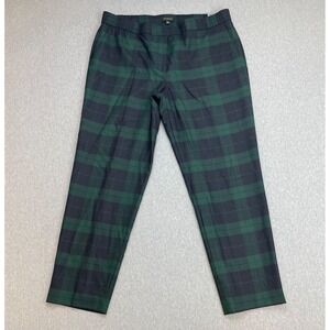 Talbots Pants Womens 14 Plaid Wool Blend Stretch Elastic Band Pull‎ On High-Rise